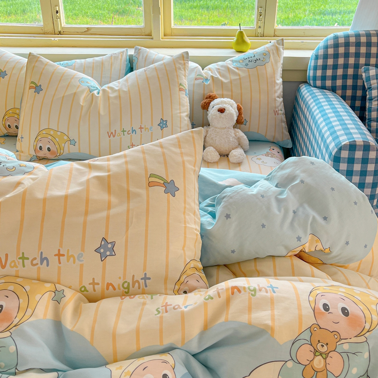 91家纺网 家纺一手货源 找家纺 简约家纺 2026新款全棉斜纹12868单枕套系列 星语星愿