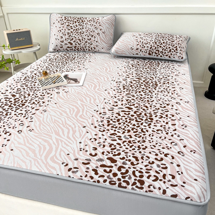 91家纺网 家纺一手货源 找家纺 子曰 2026新款高分子PE聚乙烯乙纶色织提花凉感软凉席席子 魅野-粉床笠款