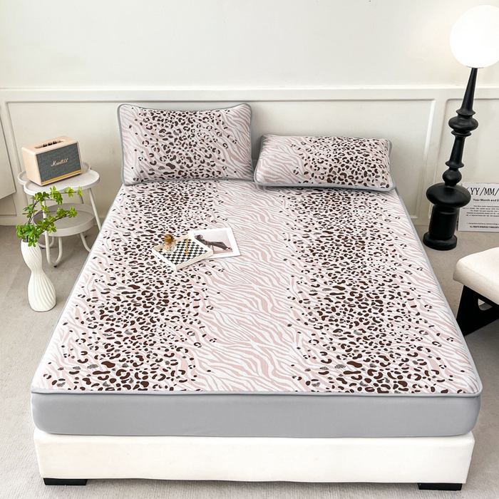 91家纺网 家纺一手货源 找家纺 子曰 2026新款高分子PE聚乙烯乙纶色织提花凉感软凉席席子 魅野-粉床笠款