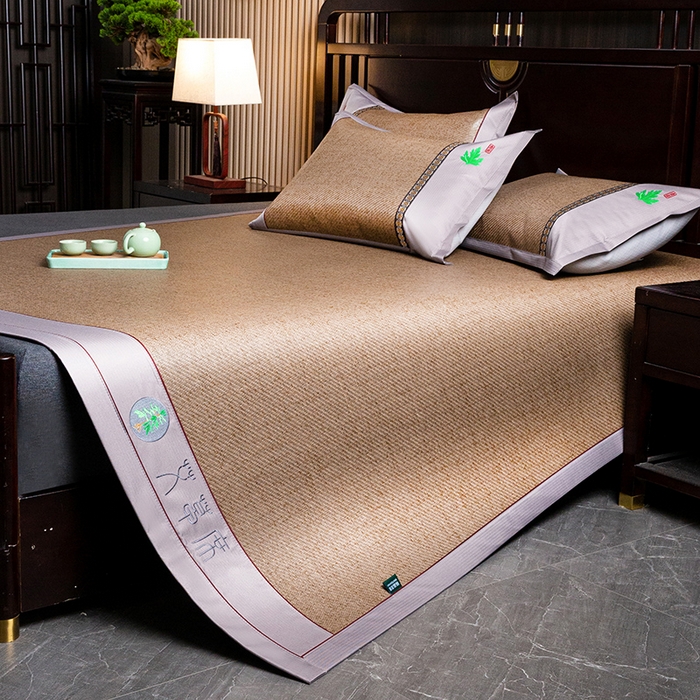 91家纺网 家纺一手货源 找家纺 娜朵家纺 2026新款艾草古藤席平铺款凉席 （平铺）艾草席-卡其