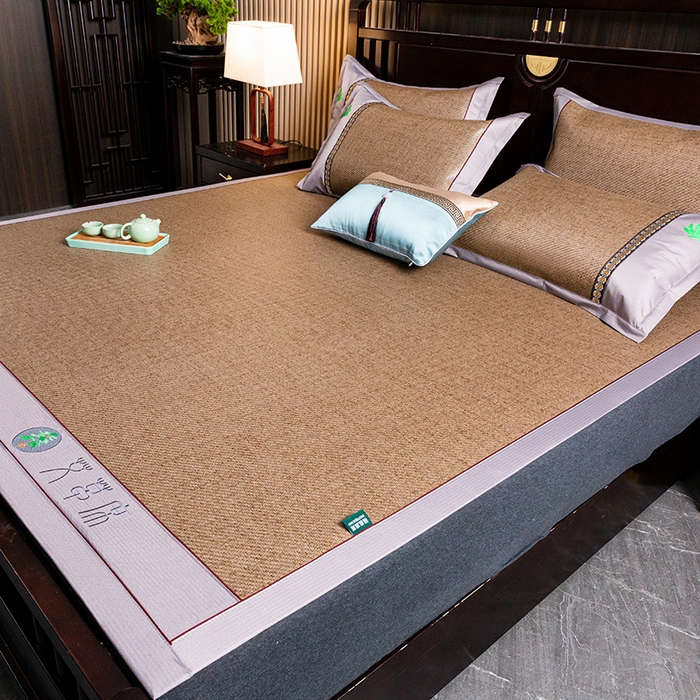 91家纺网 家纺一手货源 找家纺 娜朵家纺 2026新款艾草古藤席平铺款凉席 （平铺）艾草席-卡其