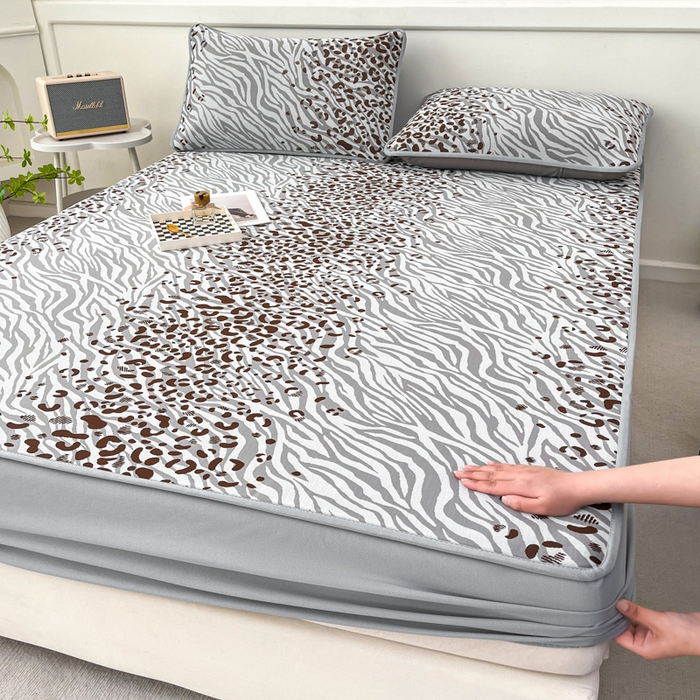 子曰 2026新款高分子PE聚乙烯乙纶色织提花凉感软凉席席子 魅野-灰床笠款