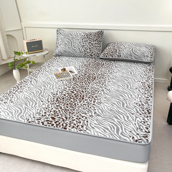 91家纺网 家纺一手货源 找家纺 子曰 2026新款高分子PE聚乙烯乙纶色织提花凉感软凉席席子 魅野-灰床笠款