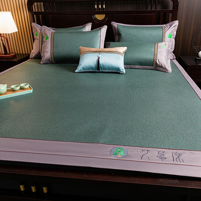 91家纺网 家纺一手货源 找家纺 娜朵家纺 2026新款艾草古藤席平铺款凉席 （平铺）艾草席-墨绿