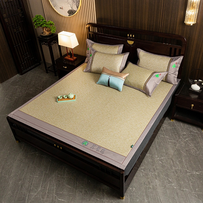 91家纺网 家纺一手货源 找家纺 娜朵家纺 2026新款艾草古藤席平铺款凉席 （平铺）艾草席-亚麻