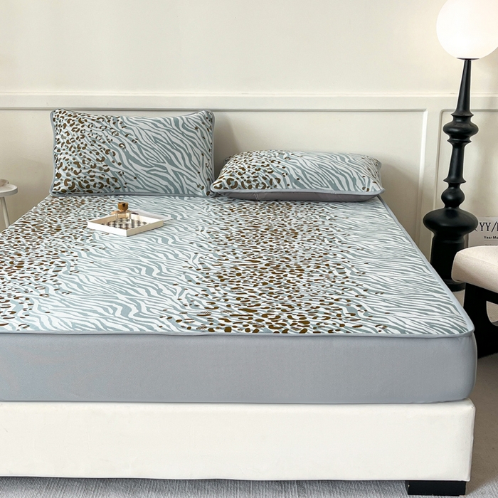 91家纺网 家纺一手货源 找家纺 子曰 2026新款高分子PE聚乙烯乙纶色织提花凉感软凉席席子 魅野-蓝床笠款