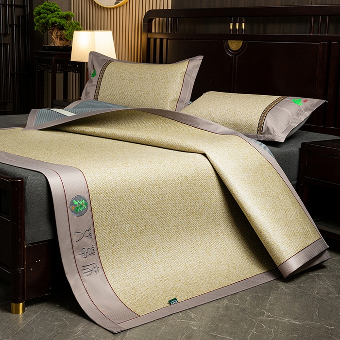 91家纺网 家纺一手货源 找家纺 娜朵家纺 2026新款艾草古藤席平铺款凉席 （平铺）艾草席-亚麻