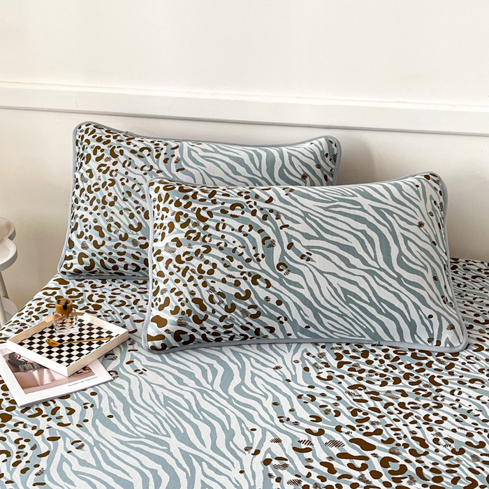 91家纺网 家纺一手货源 找家纺 子曰 2026新款高分子PE聚乙烯乙纶色织提花凉感软凉席席子 魅野-蓝床笠款