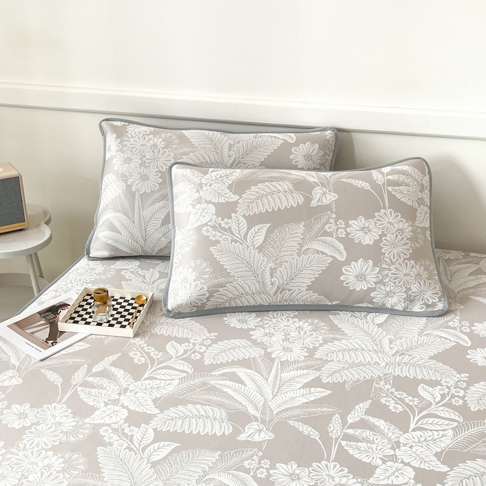 91家纺网 家纺一手货源 找家纺 子曰 2026新款高分子PE聚乙烯乙纶色织提花凉感软凉席席子 叶之恋-咖床笠款