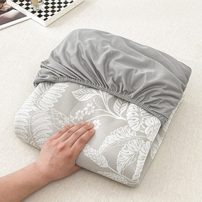 91家纺网 家纺一手货源 找家纺 子曰 2026新款高分子PE聚乙烯乙纶色织提花凉感软凉席席子 叶之恋-咖床笠款