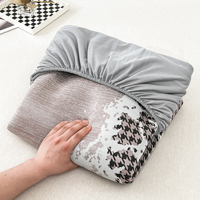 91家纺网 家纺一手货源 找家纺 子曰 2026新款高分子PE聚乙烯乙纶色织提花凉感软凉席席子 千鸟格-紫床笠款