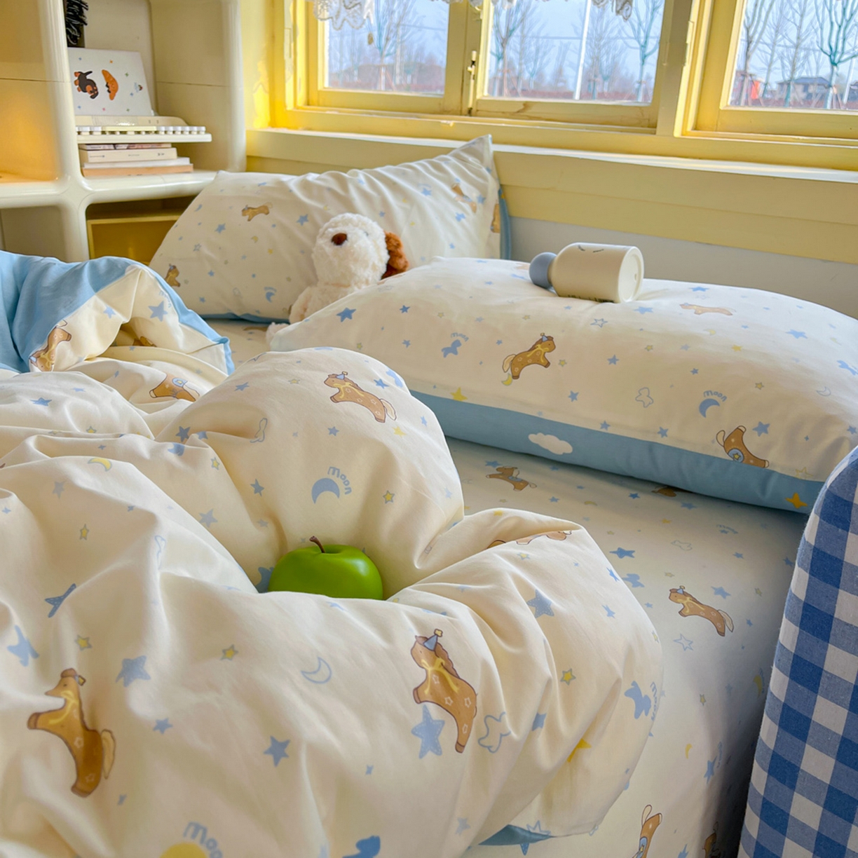 91家纺网 家纺一手货源 找家纺 简约家纺 2026新款全棉斜纹12868床笠系列 木马心愿