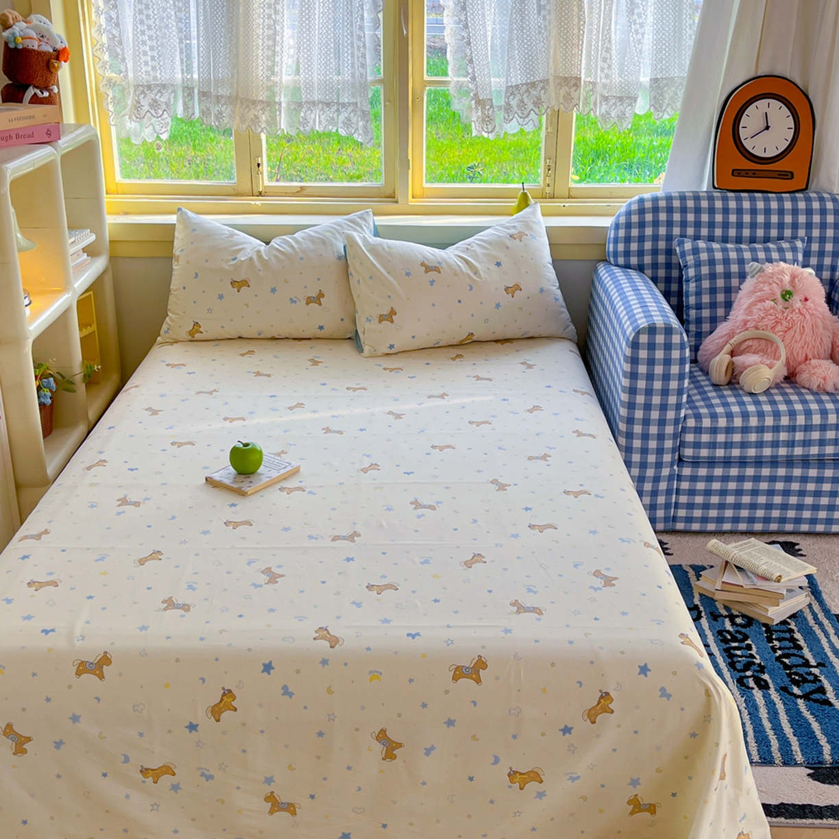 91家纺网 家纺一手货源 找家纺 简约家纺 2026新款全棉斜纹12868床笠系列 木马心愿