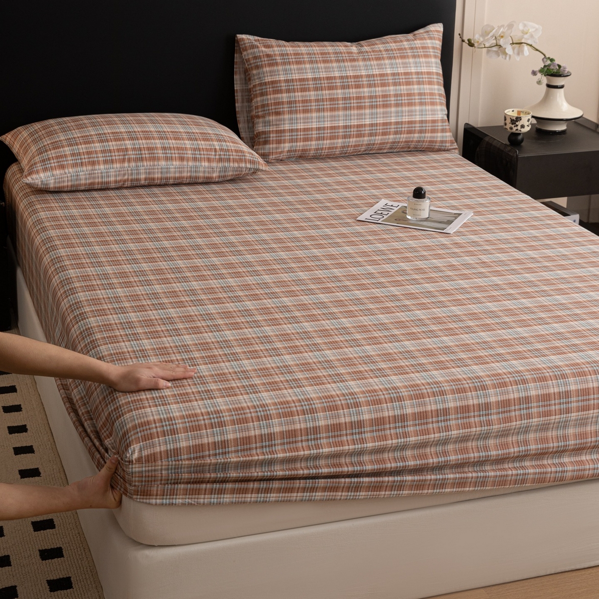 91家纺网 家纺一手货源 找家纺 （总）女子家纺 2026新款40支13070全棉简约格子系列A版床笠