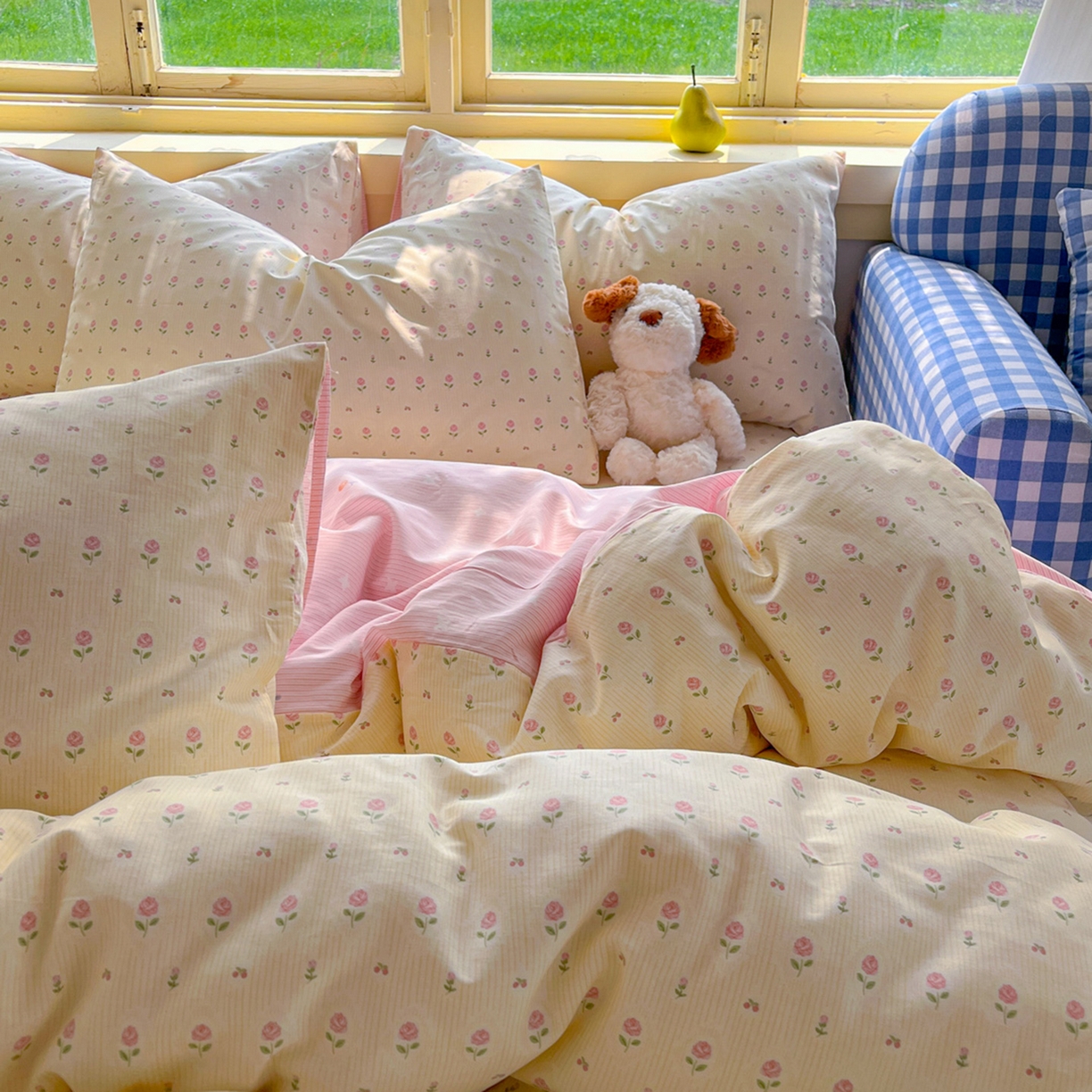 91家纺网 家纺一手货源 找家纺 简约家纺 2026新款全棉斜纹12868床笠系列 恬淡小花