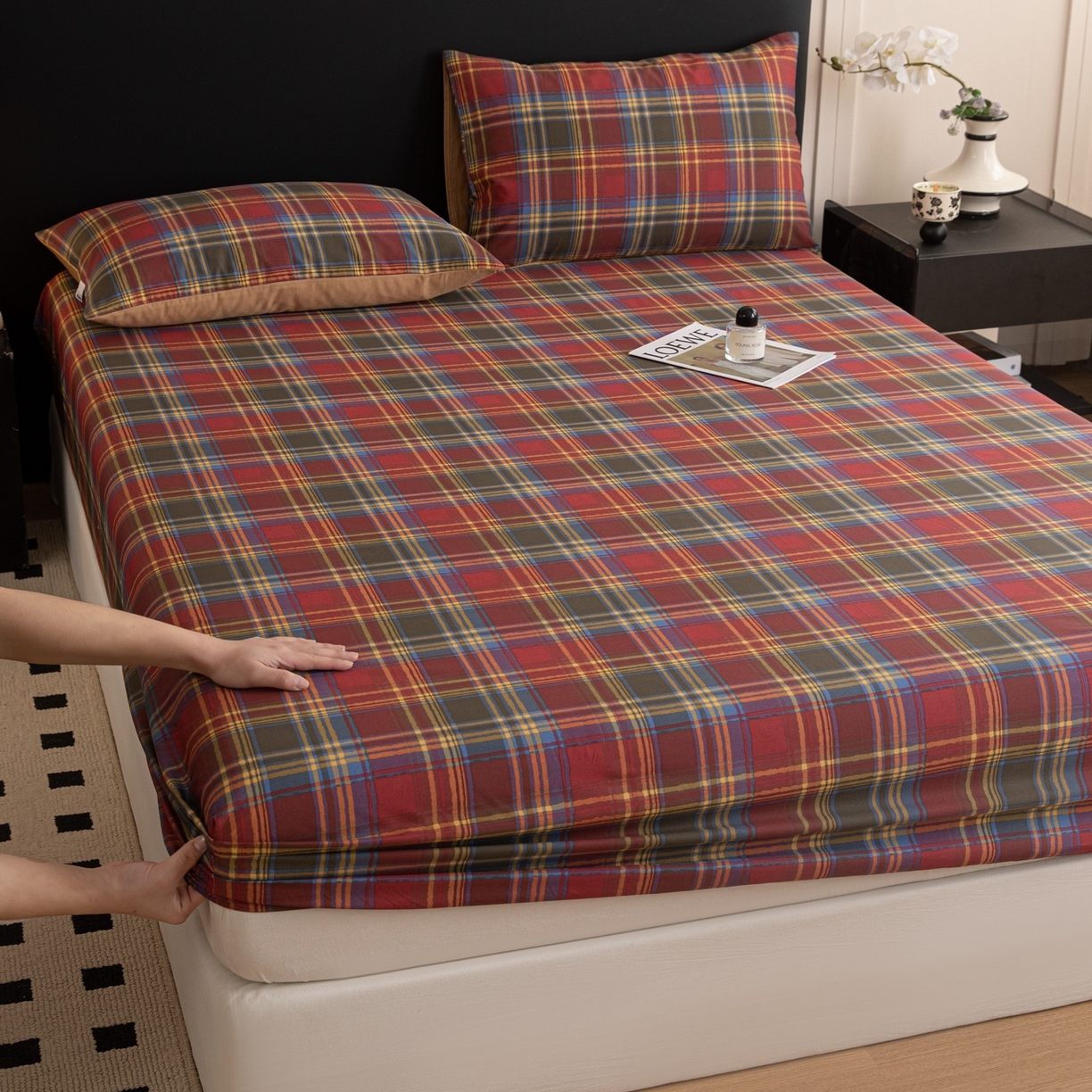 91家纺网 家纺一手货源 找家纺 （总）女子家纺 2026新款40支13070全棉简约格子系列A版床笠