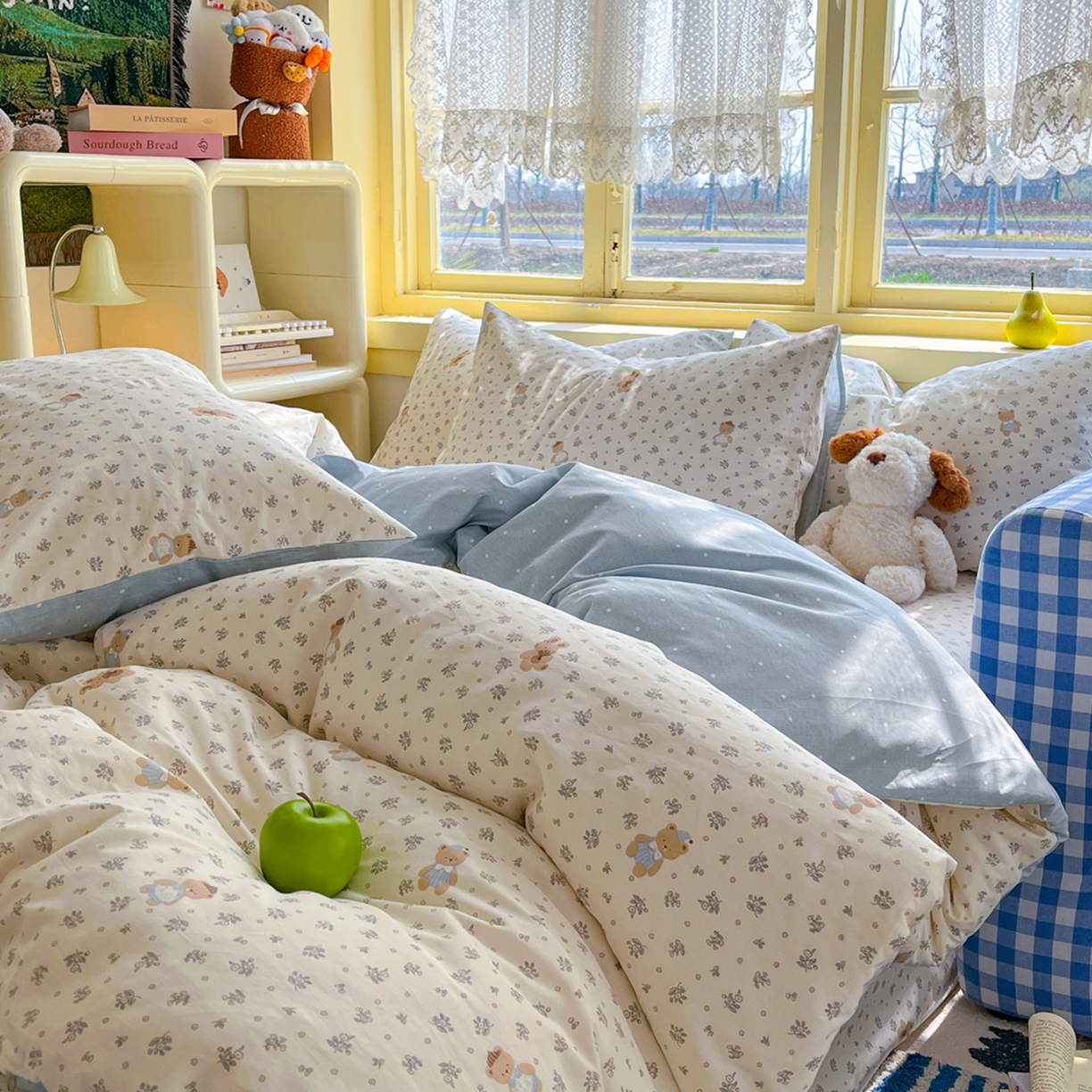 91家纺网 家纺一手货源 找家纺 简约家纺 2026新款全棉斜纹12868床笠系列 小奶兔