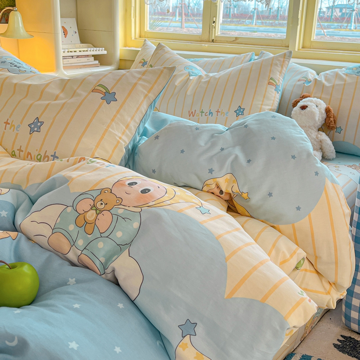 91家纺网 家纺一手货源 找家纺 简约家纺 2026新款全棉斜纹12868床笠系列 星语星愿