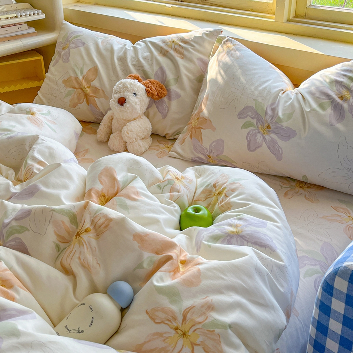 91家纺网 家纺一手货源 找家纺 简约家纺 2026新款全棉斜纹12868床笠系列 怡花