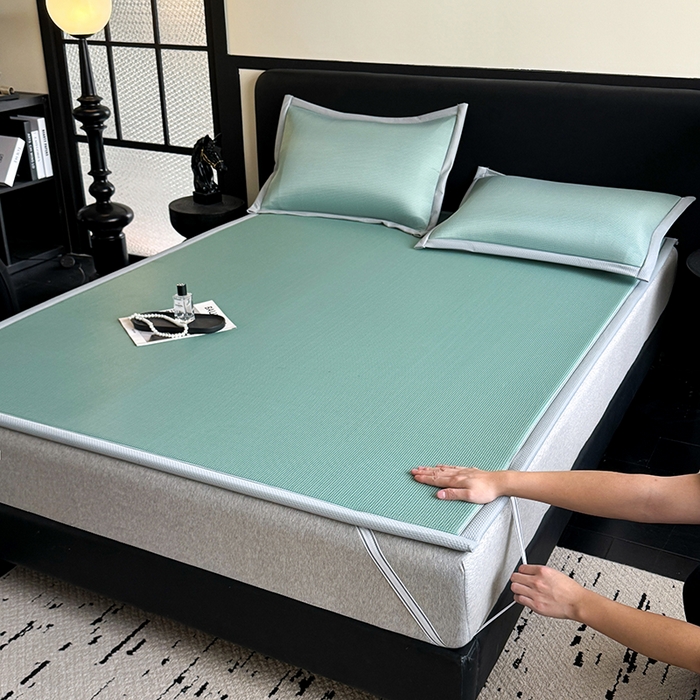 卡罗兰 2026新款床垫凉席席子双面可用碳光冰丝凉席床单单件三件套 碳光冰丝-抹茶绿