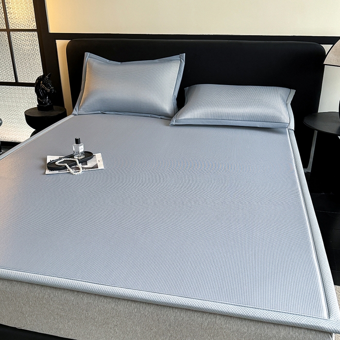 91家纺网 家纺一手货源 找家纺 卡罗兰 2026新款床垫凉席席子双面可用碳光冰丝凉席床单单件三件套 碳光冰丝-浅灰