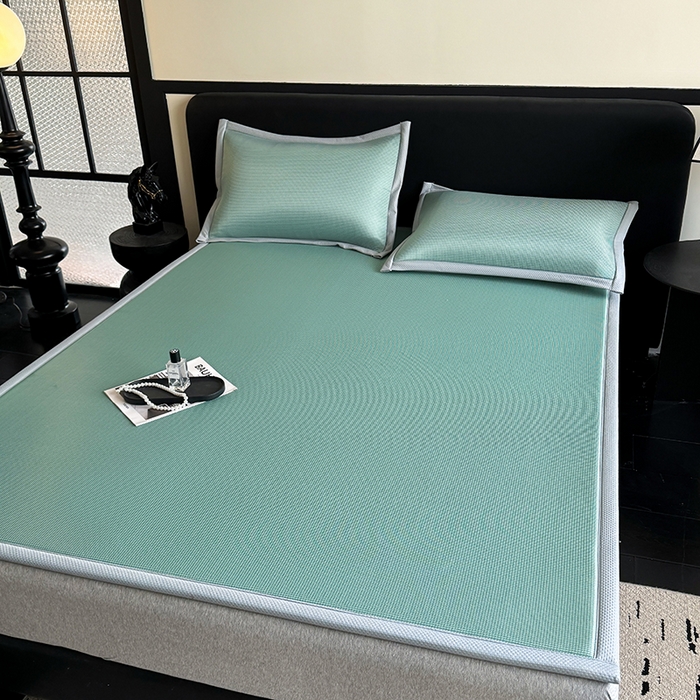 91家纺网 家纺一手货源 找家纺 卡罗兰 2026新款床垫凉席席子双面可用碳光冰丝凉席床单单件三件套 碳光冰丝-抹茶绿