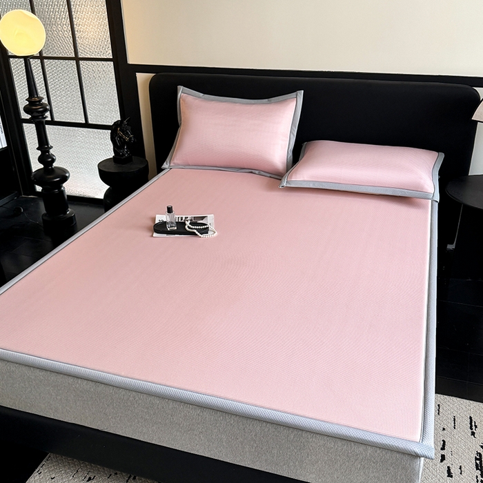 91家纺网 家纺一手货源 找家纺 卡罗兰 2026新款床垫凉席席子双面可用碳光冰丝凉席床单单件三件套 碳光冰丝-樱花粉