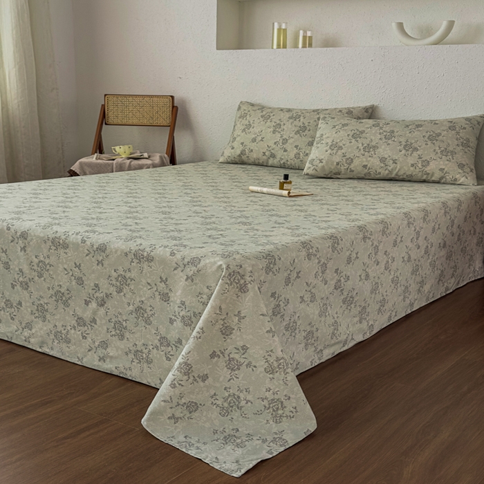 91家纺网 家纺一手货源 找家纺 爱彼家纺 2026新款A类亚麻老粗布单床单床单三件套-亚麻老粗布 亚麻粗布-花绿玫