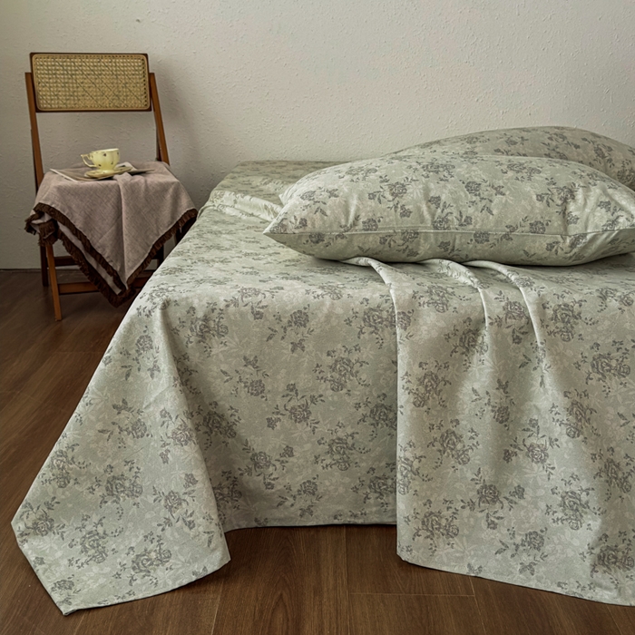 91家纺网 家纺一手货源 找家纺 爱彼家纺 2026新款A类亚麻老粗布单床单床单三件套-亚麻老粗布 亚麻粗布-花绿玫