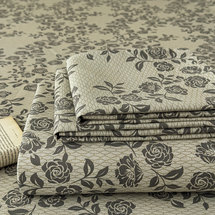 爱彼家纺 2026新款A类亚麻老粗布单床单床单三件套-亚麻老粗布 亚麻粗布-青枝蔷薇