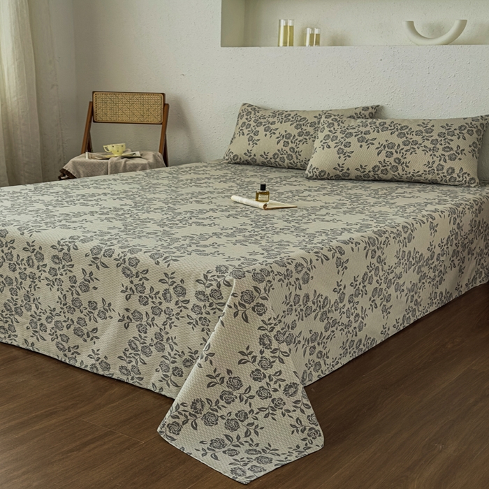 91家纺网 家纺一手货源 找家纺 爱彼家纺 2026新款A类亚麻老粗布单床单床单三件套-亚麻老粗布 亚麻粗布-青枝蔷薇