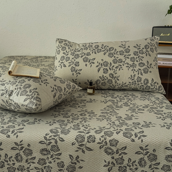 91家纺网 家纺一手货源 找家纺 爱彼家纺 2026新款A类亚麻老粗布单床单床单三件套-亚麻老粗布 亚麻粗布-青枝蔷薇