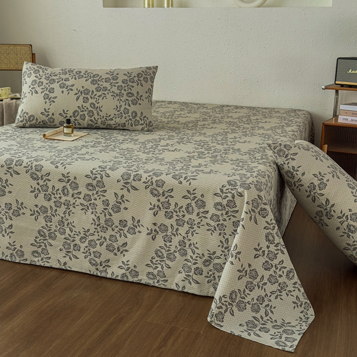 91家纺网 家纺一手货源 找家纺 爱彼家纺 2026新款A类亚麻老粗布单床单床单三件套-亚麻老粗布 亚麻粗布-青枝蔷薇