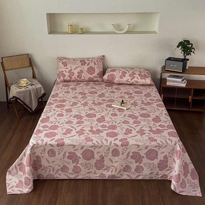 91家纺网 家纺一手货源 找家纺 爱彼家纺 2026新款A类亚麻老粗布单床单床单三件套-亚麻老粗布 亚麻粗布-雾紫花野