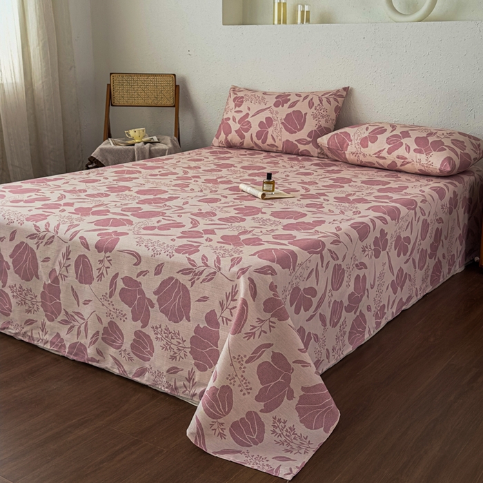 91家纺网 家纺一手货源 找家纺 爱彼家纺 2026新款A类亚麻老粗布单床单床单三件套-亚麻老粗布 亚麻粗布-雾紫花野