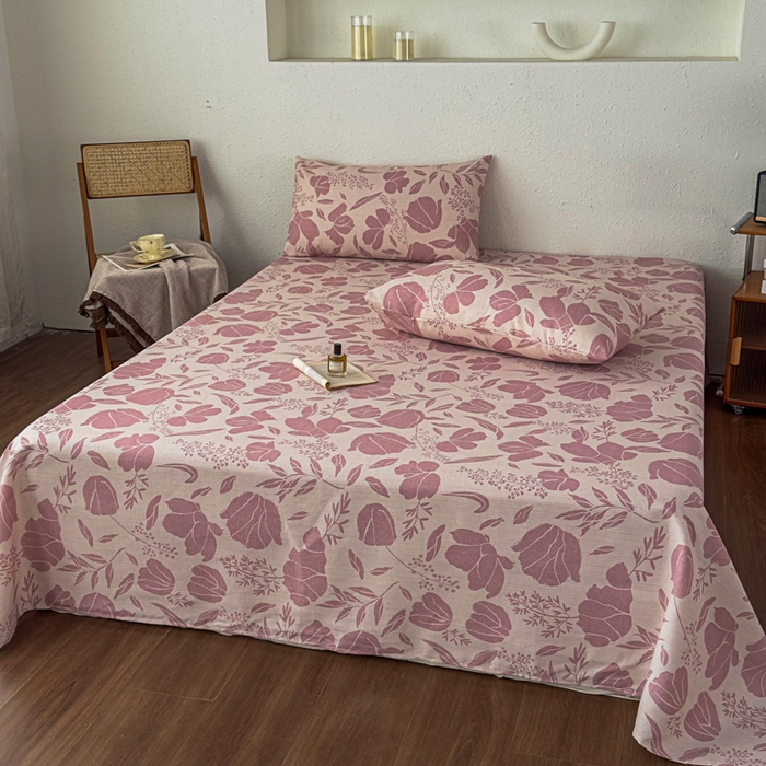 91家纺网 家纺一手货源 找家纺 爱彼家纺 2026新款A类亚麻老粗布单床单床单三件套-亚麻老粗布 亚麻粗布-雾紫花野