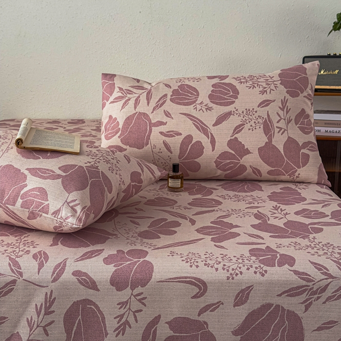 91家纺网 家纺一手货源 找家纺 爱彼家纺 2026新款A类亚麻老粗布单床单床单三件套-亚麻老粗布 亚麻粗布-雾紫花野