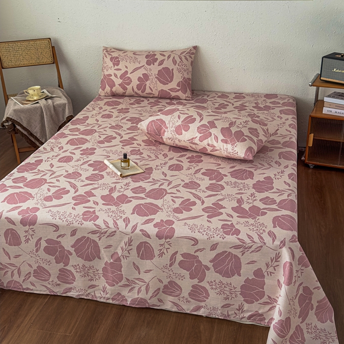 91家纺网 家纺一手货源 找家纺 爱彼家纺 2026新款A类亚麻老粗布单床单床单三件套-亚麻老粗布 亚麻粗布-雾紫花野