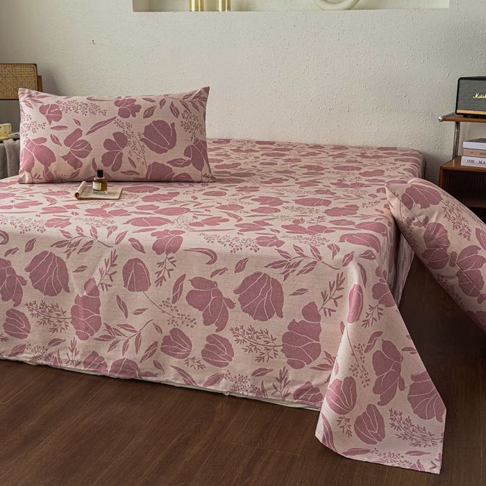 91家纺网 家纺一手货源 找家纺 爱彼家纺 2026新款A类亚麻老粗布单床单床单三件套-亚麻老粗布 亚麻粗布-雾紫花野