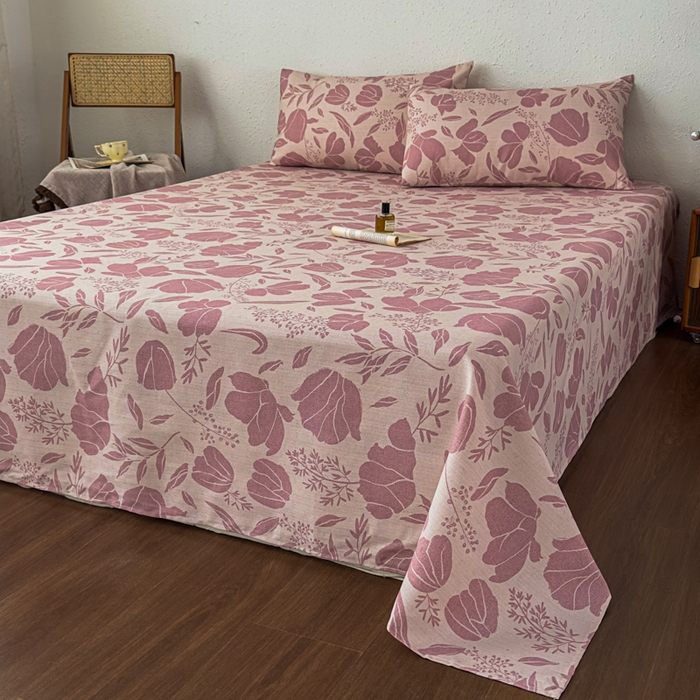 91家纺网 家纺一手货源 找家纺 爱彼家纺 2026新款A类亚麻老粗布单床单床单三件套-亚麻老粗布 亚麻粗布-雾紫花野