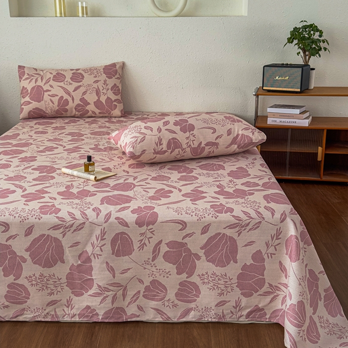 91家纺网 家纺一手货源 找家纺 爱彼家纺 2026新款A类亚麻老粗布单床单床单三件套-亚麻老粗布 亚麻粗布-雾紫花野