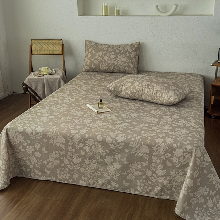 91家纺网 家纺一手货源 找家纺 爱彼家纺 2026新款A类亚麻老粗布单床单床单三件套-亚麻老粗布 亚麻粗布-杏野