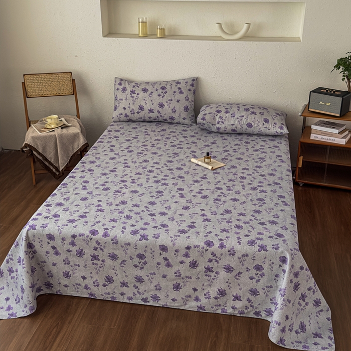 91家纺网 家纺一手货源 找家纺 爱彼家纺 2026新款A类亚麻老粗布单床单床单三件套-亚麻老粗布 亚麻粗布-薰衣草