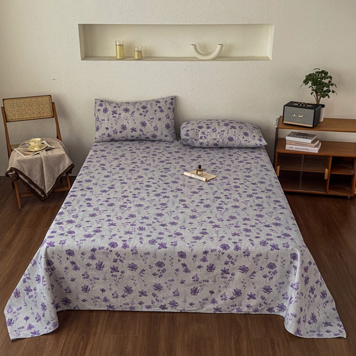 91家纺网 家纺一手货源 找家纺 爱彼家纺 2026新款A类亚麻老粗布单床单床单三件套-亚麻老粗布 亚麻粗布-薰衣草