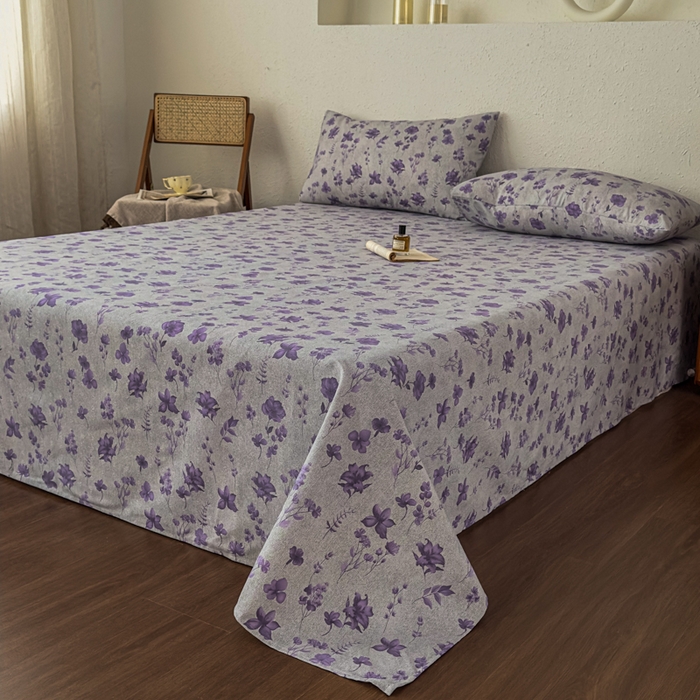 91家纺网 家纺一手货源 找家纺 爱彼家纺 2026新款A类亚麻老粗布单床单床单三件套-亚麻老粗布 亚麻粗布-薰衣草