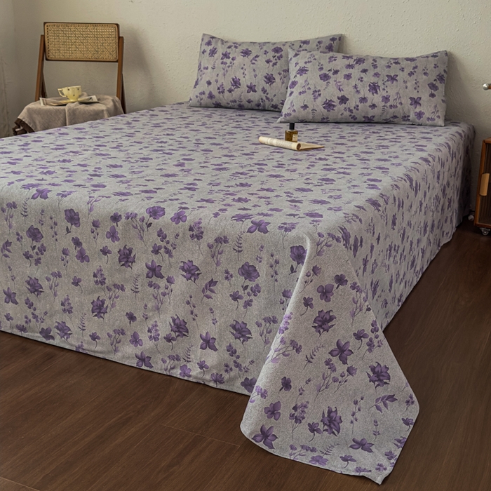 91家纺网 家纺一手货源 找家纺 爱彼家纺 2026新款A类亚麻老粗布单床单床单三件套-亚麻老粗布 亚麻粗布-薰衣草