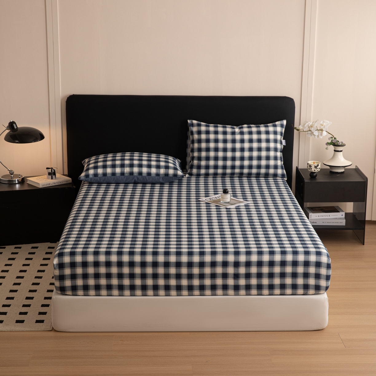 91家纺网 家纺一手货源 找家纺 （总）女子家纺 2026新款40支13070全棉简约格子系列A版床笠