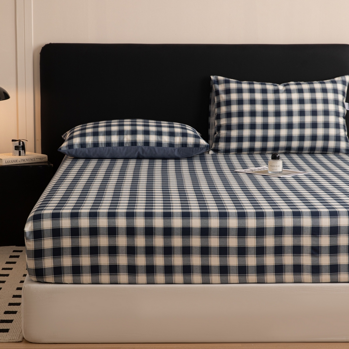 91家纺网 家纺一手货源 找家纺 （总）女子家纺 2026新款40支13070全棉简约格子系列A版床笠