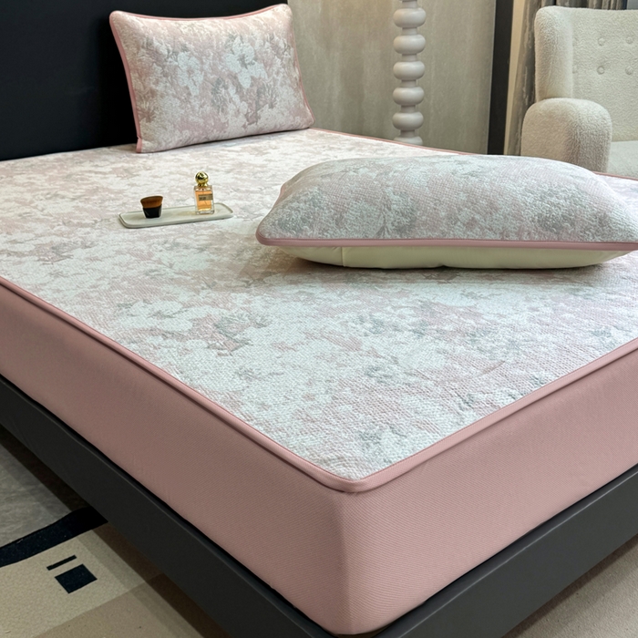 91家纺网 家纺一手货源 找家纺 （总）伊人坊 2026新款A类550克凉感提花值过0.21冰豆豆家用凉席子三件套夏季---床笠款