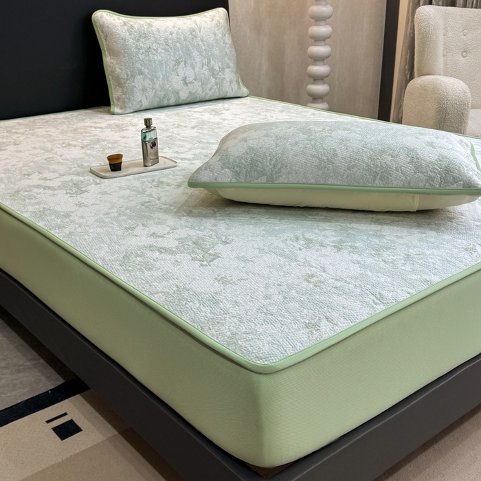 91家纺网 家纺一手货源 找家纺 （总）伊人坊 2026新款A类550克凉感提花值过0.21冰豆豆家用凉席子三件套夏季---床笠款